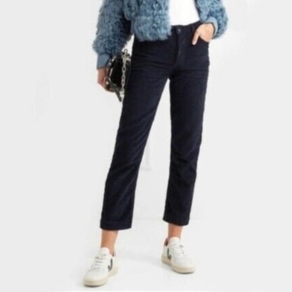 GRLFRND Helena Straight Leg Cropped Corduroy Pant in Midnight Train, Size 27 - Picture 13 of 13